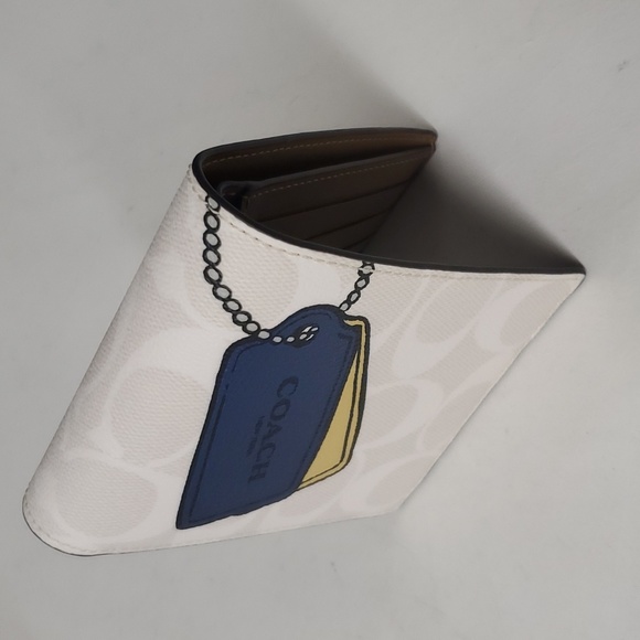Coach CH085 3 In 1 Wallet Signature Canvas W/Trompe L'oeil Print SV/Chalk Multi - Picture 11 of 12